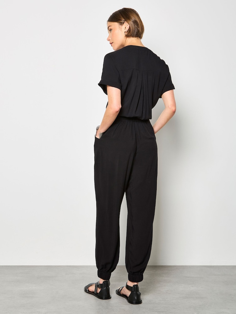 Apricot Black Soft Woven Utility Jumpsuit - Image 2 of 4