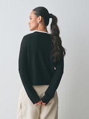 Black Supersoft Crew Neck Long Sleeve Cardigan - Image 4 of 5