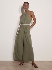 Apricot Green Wide-Leg Jumpsuit - Image 1 of 5