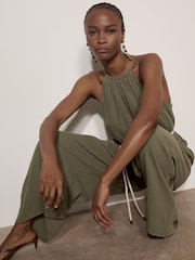 Apricot Green Wide-Leg Jumpsuit - Image 4 of 5