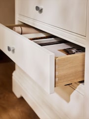 Chalk White Hampton Country Collection Luxe Painted Oak 3 Drawer Hampton Bedside Table - Image 4 of 8