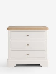 Chalk White Hampton Country Collection Luxe Painted Oak 3 Drawer Hampton Bedside Table - Image 5 of 8