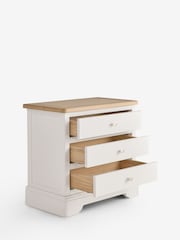 Chalk White Hampton Country Collection Luxe Painted Oak 3 Drawer Hampton Bedside Table - Image 6 of 8