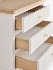Chalk White Hampton Country Collection Luxe Painted Oak 3 Drawer Hampton Bedside Table - Image 7 of 8