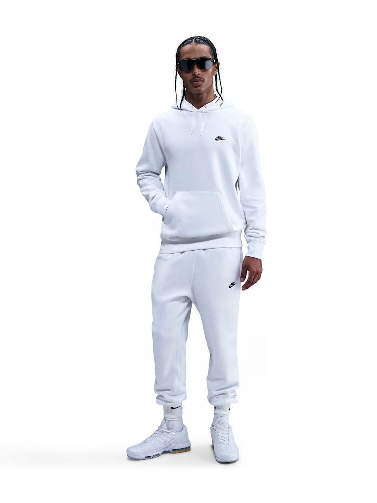Nike White Club Pull Over Hoodie - Image 1 of 7 Nike White Club Pull Over Hoodie - Image 1 of 7