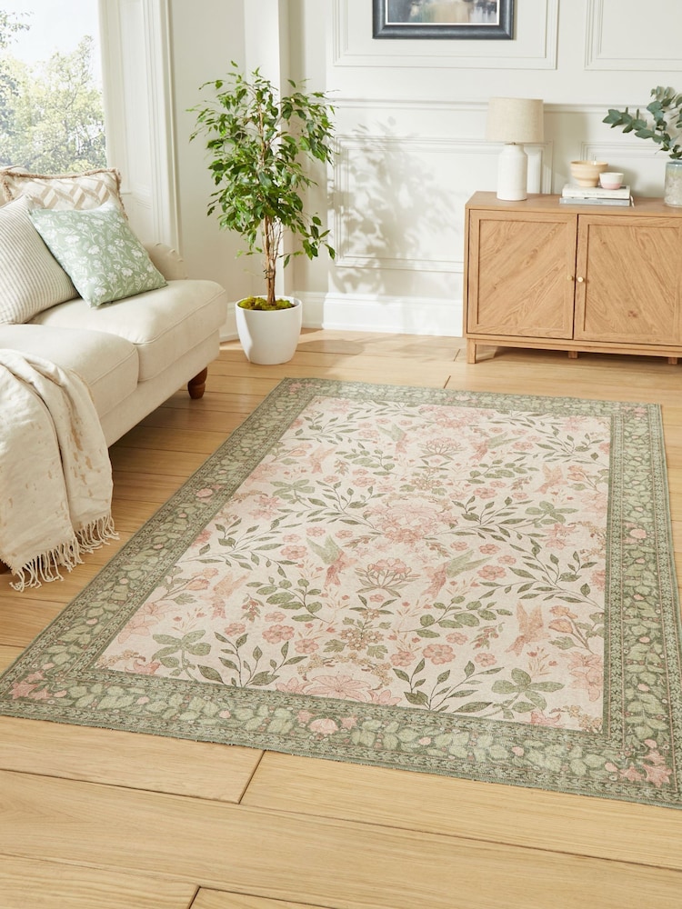 Think Rugs Green Versailles H1423 Floral Rug - Image 1 of 6 Think Rugs Green Versailles H1423 Floral Rug - Image 1 of 6