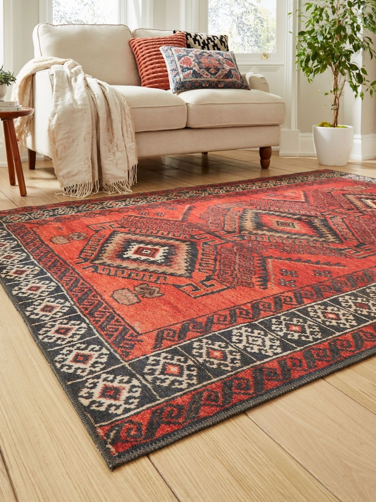 Think Rugs Red Kashmar Washable 2016 Traditional Rug - Image 2 of 6 Think Rugs Red Kashmar Washable 2016 Traditional Rug - Image 2 of 6