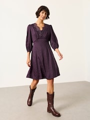 FatFace Libby Purple Polka Dress - Image 1 of 6