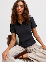 JJXX Black JJXX Short Sleeve Knit Polo Shirt - Image 1 of 7