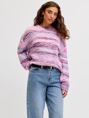 JJXX Purple Crew Neck Space Dye Knit Jumper - Image 1 of 7