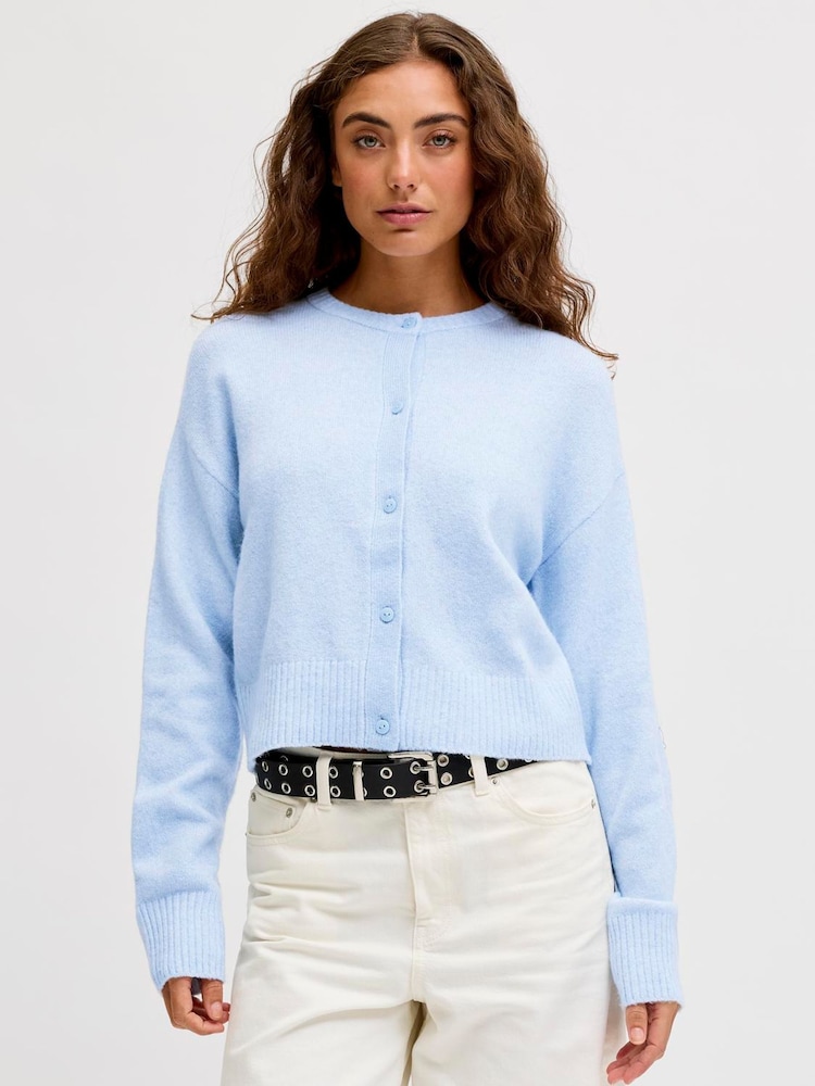 JJXX Blue Baby Crew Neck Knit Cardigan - Image 1 of 7 JJXX Blue Baby Crew Neck Knit Cardigan - Image 1 of 7