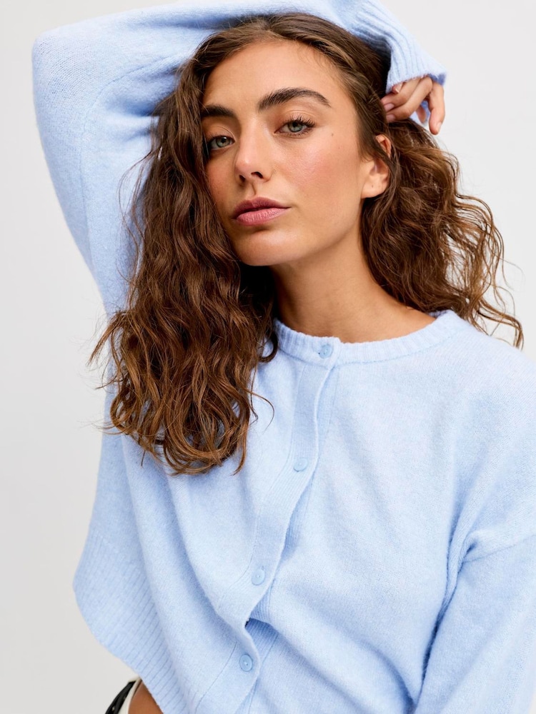 JJXX Blue Baby Crew Neck Knit Cardigan - Image 2 of 7 JJXX Blue Baby Crew Neck Knit Cardigan - Image 2 of 7