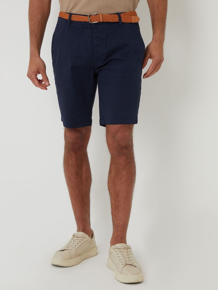 Threadbare Navy Belted Chino Shorts - Image 1 of 4