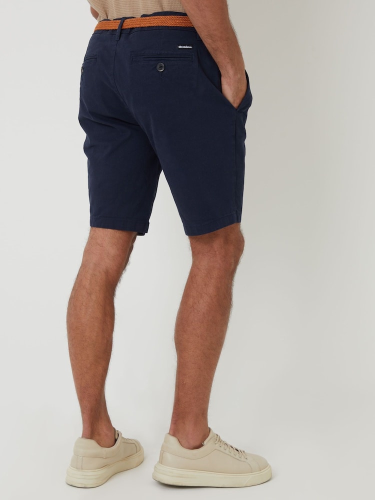 Threadbare Navy Belted Chino Shorts - Image 2 of 4