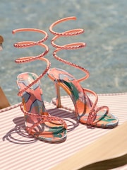 Kurt Geiger London Pink Spiral Asymmetric 90 Sandals - Image 1 of 5