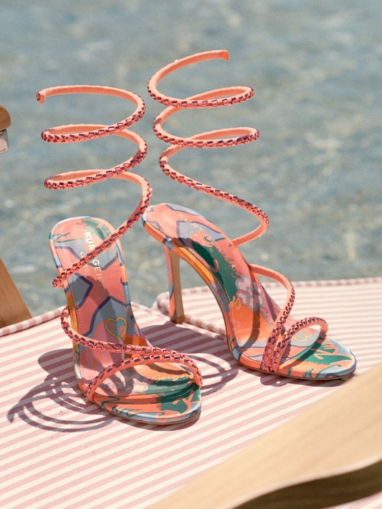 Kurt Geiger London Pink Spiral Asymmetric 90 Sandals - Image 1 of 5