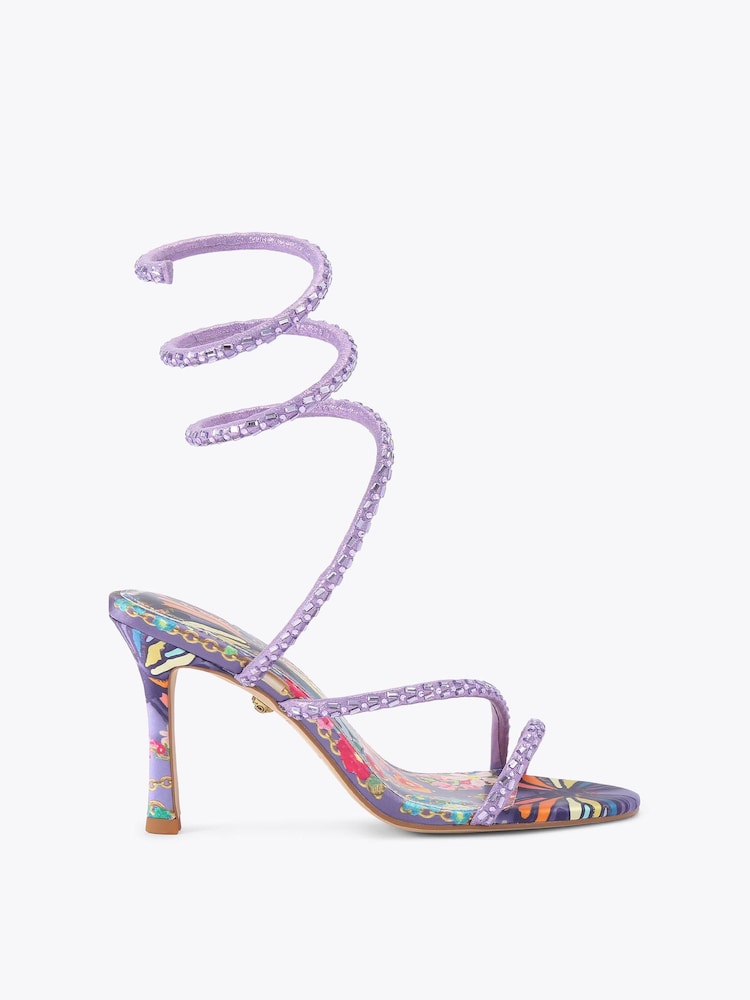 Kurt Geiger London Purple Spiral Asymmetric 90 Sandals - Image 1 of 4
