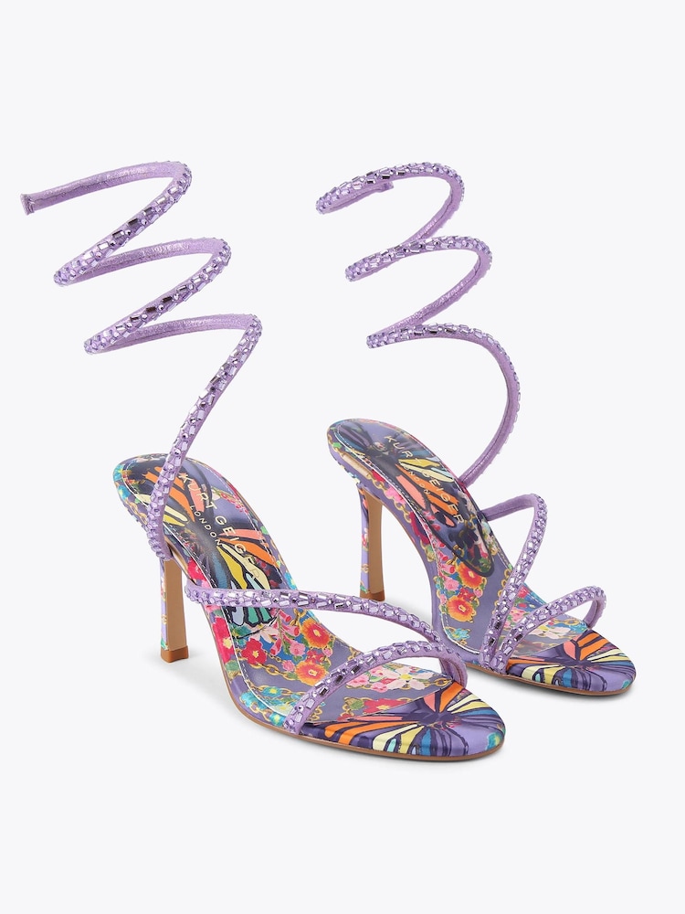 Kurt Geiger London Purple Spiral Asymmetric 90 Sandals - Image 2 of 4