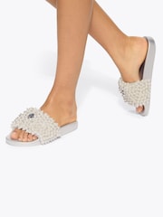 Kurt Geiger London Cream Meena Eagle Bead Sandals - Image 1 of 5