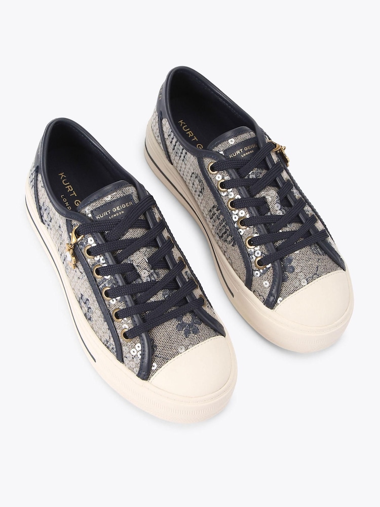 Kurt Geiger London Navy Lace Up Trainers - Image 2 of 4 Kurt Geiger London Navy Lace Up Trainers - Image 2 of 4