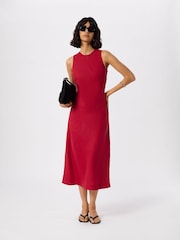 Whistles Red Bias Cut Linen Dress - Image 1 of 5