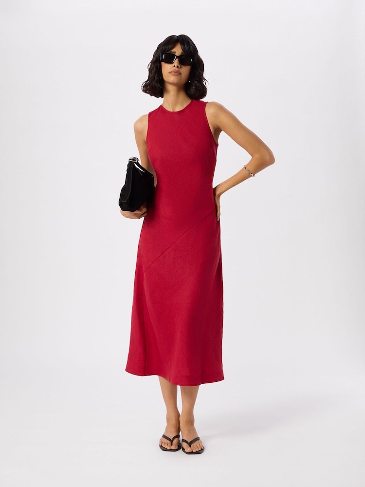 Whistles Red Bias Cut Linen Dress - Image 1 of 5