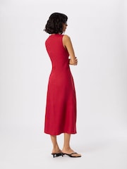 Whistles Red Bias Cut Linen Dress - Image 4 of 5