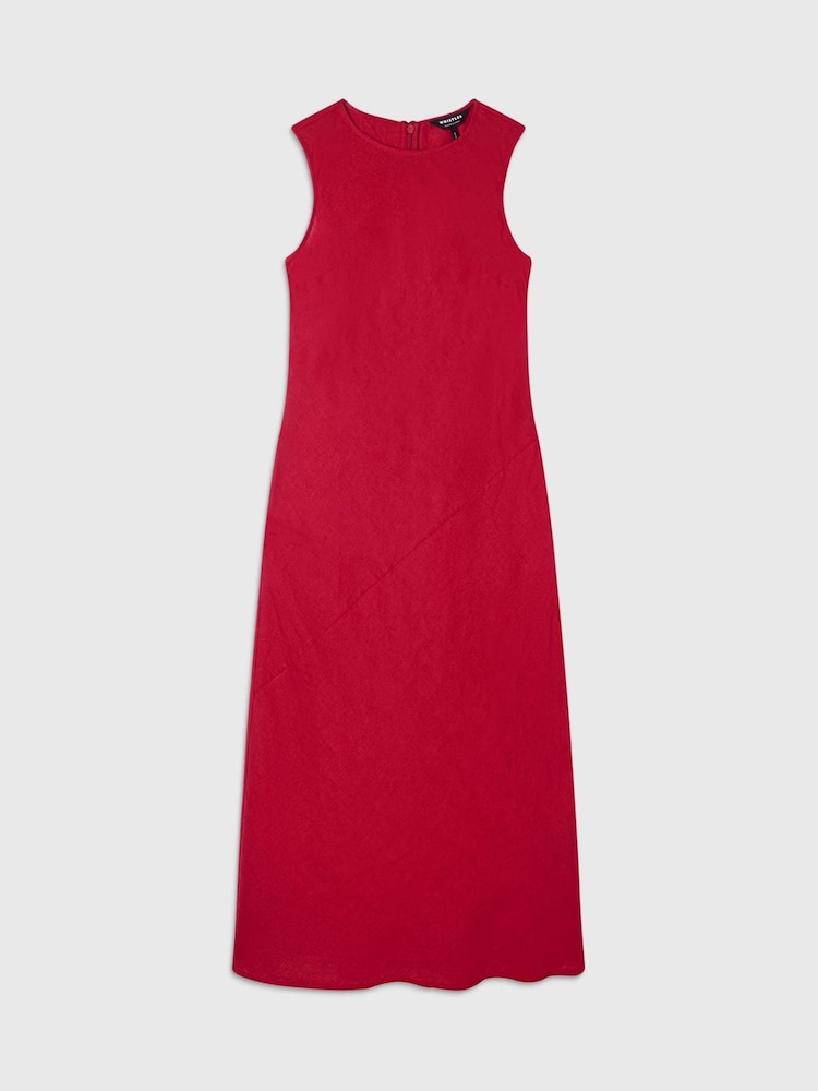 Whistles Red Bias Cut Linen Dress - Image 5 of 5