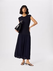 أزرق - Whistles Knitted 2in1 Bubble Hem Dress - Image 1 of 5