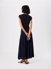 أزرق - Whistles Knitted 2in1 Bubble Hem Dress - Image 2 of 5