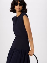 أزرق - Whistles Knitted 2in1 Bubble Hem Dress - Image 3 of 5