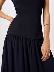 أزرق - Whistles Knitted 2in1 Bubble Hem Dress - Image 5 of 5