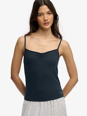 Superdry Blue Athletic Essentials Gathered Cami Top - Image 1 of 8