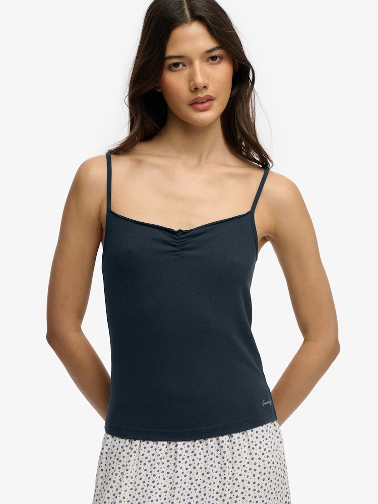 Superdry Blue Athletic Essentials Gathered Cami Top - Image 1 of 8