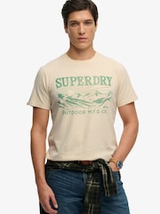 Superdry Cream Retro Outdoor Relaxed T-Shirt - Image 1 of 7