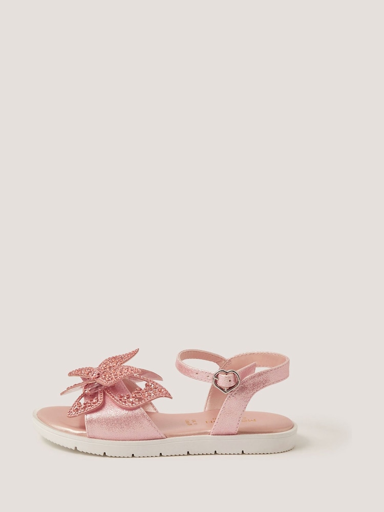 Monsoon Pink Diamanté Butterfly Sandals - Image 2 of 3 Monsoon Pink Diamanté Butterfly Sandals - Image 2 of 3
