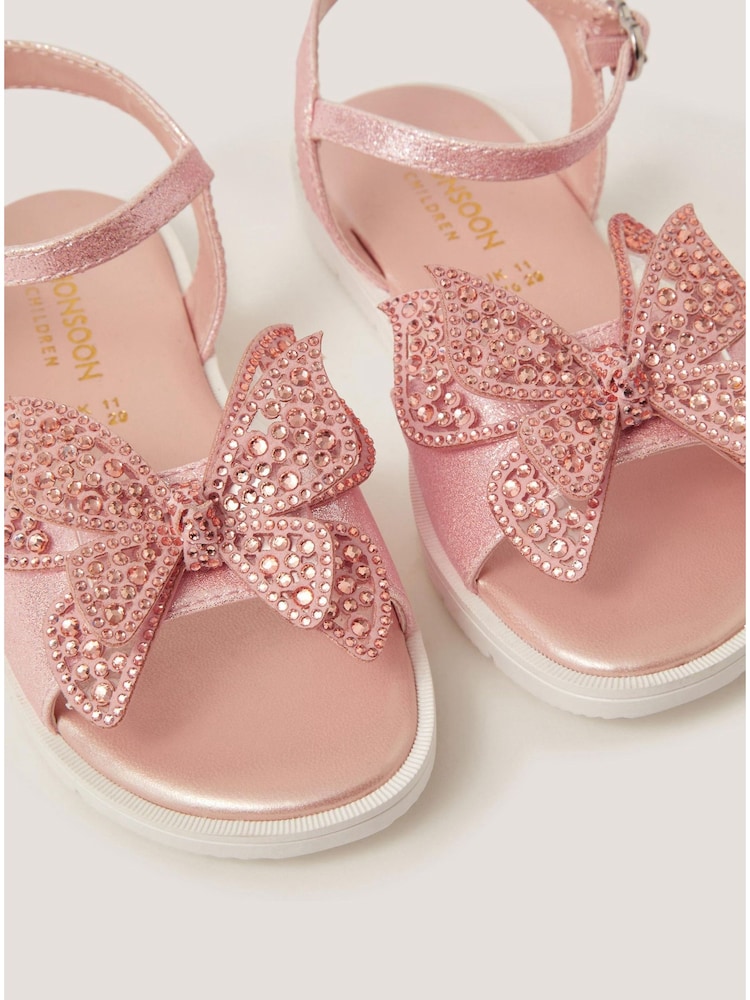 Monsoon Pink Diamanté Butterfly Sandals - Image 3 of 3 Monsoon Pink Diamanté Butterfly Sandals - Image 3 of 3