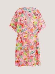 Monsoon Pink Paisley Print Pom Pom Kaftan - Image 1 of 3