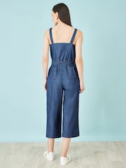 Yumi Blue Chambray Button Through Jumpsuit - Image 4 of 4