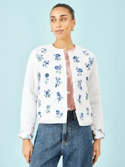 Yumi White Floral Embroidery Cotton Jacket - Image 1 of 5
