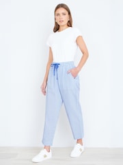 Yumi Blue Cotton Stripe Cropped Trousers - Image 1 of 4