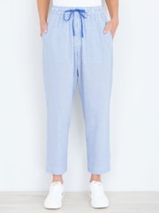 Yumi Blue Cotton Stripe Cropped Trousers - Image 2 of 4