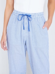 Yumi Blue Cotton Stripe Cropped Trousers - Image 3 of 4