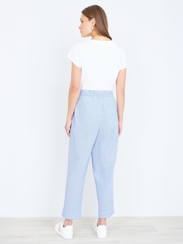 Yumi Blue Cotton Stripe Cropped Trousers - Image 4 of 4
