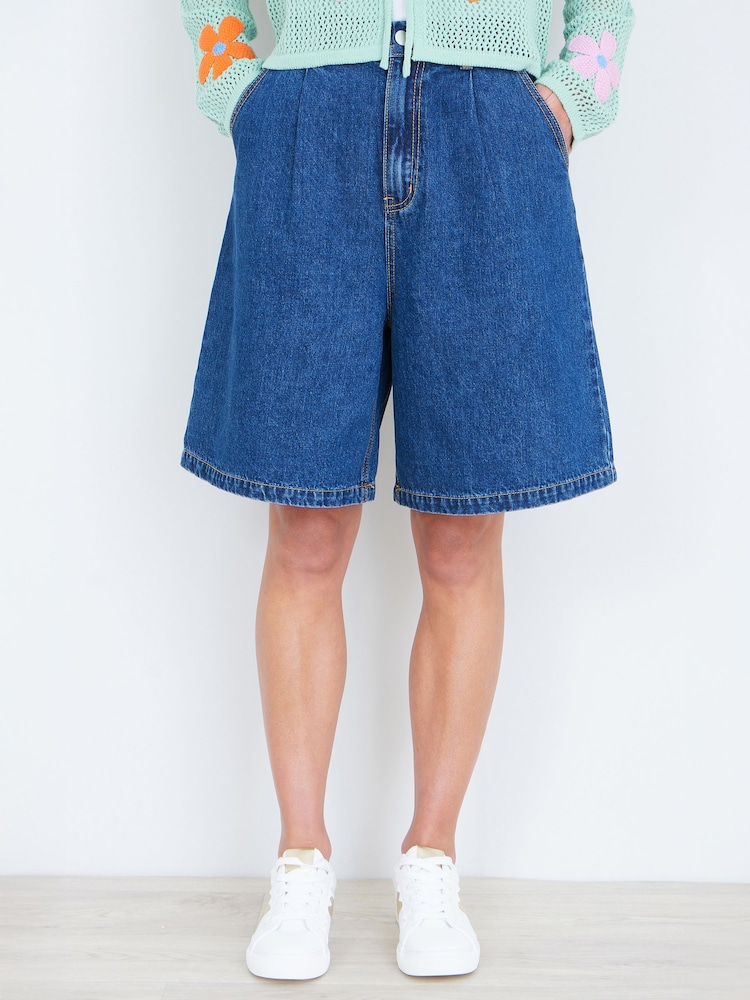 Yumi Denim Wide Leg Shorts - صورة 2 من 4