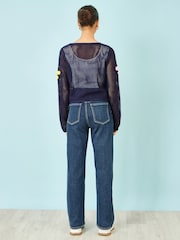 Yumi קרדיגן בעיצוב פרחים עם קשירה בחזית - תמונה 4 מתוך 4