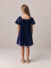 Laura Ashley Navy Velvet Sequin Bow Dress - Image 3 of 8