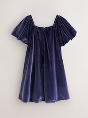 Laura Ashley Navy Velvet Sequin Bow Dress - Image 6 of 8