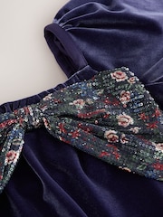 Laura Ashley Navy Velvet Sequin Bow Dress - Image 8 of 8