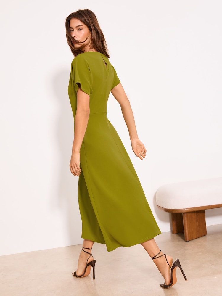 Lipsy Green Side Knot Short Sleeve Midi Dress - Image 5 of 5